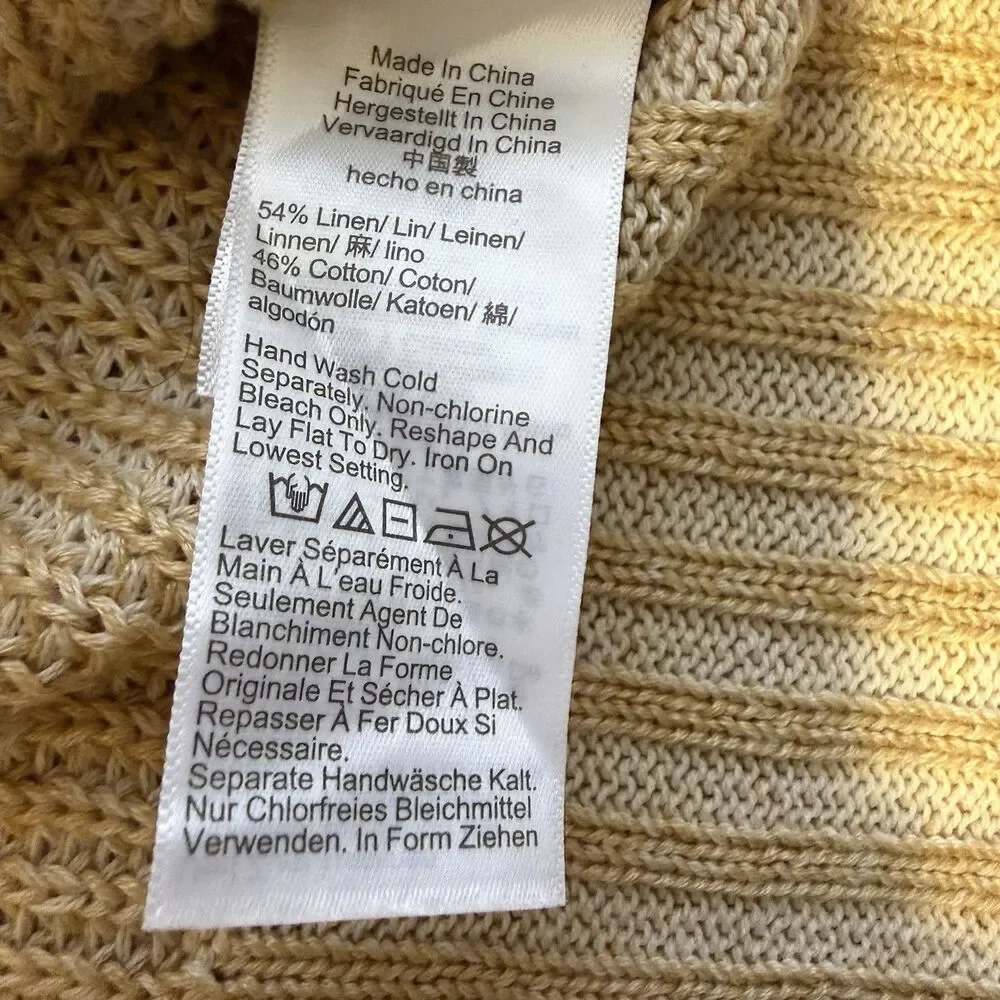 J. Crew Camel Tan Slouchy Ribbed Knit Pullover Sweater Women M Linen Cotton NWT